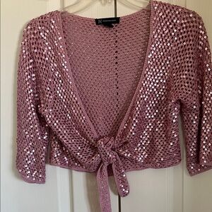 Incoco Pink Sequin Tie-Front Top